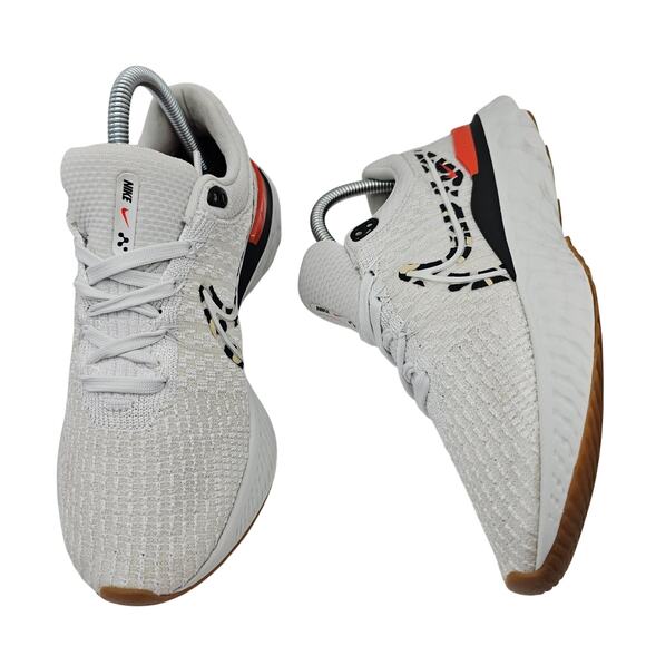 Nike React Infinity Run Flyknit 3 Leopard White Black Womens 8 Running Shoes - Picture 2 of 12
